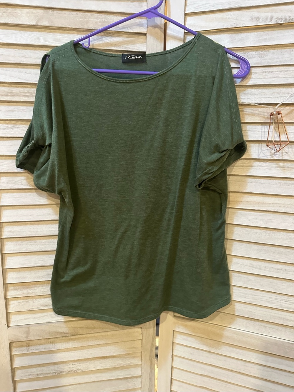 Elle Olive Green Short Sleeve Relaxed Tee